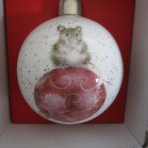 Royal Worcester Wrendale Designs By Hannah Dale Christmas Ornament Bauble Mouse
